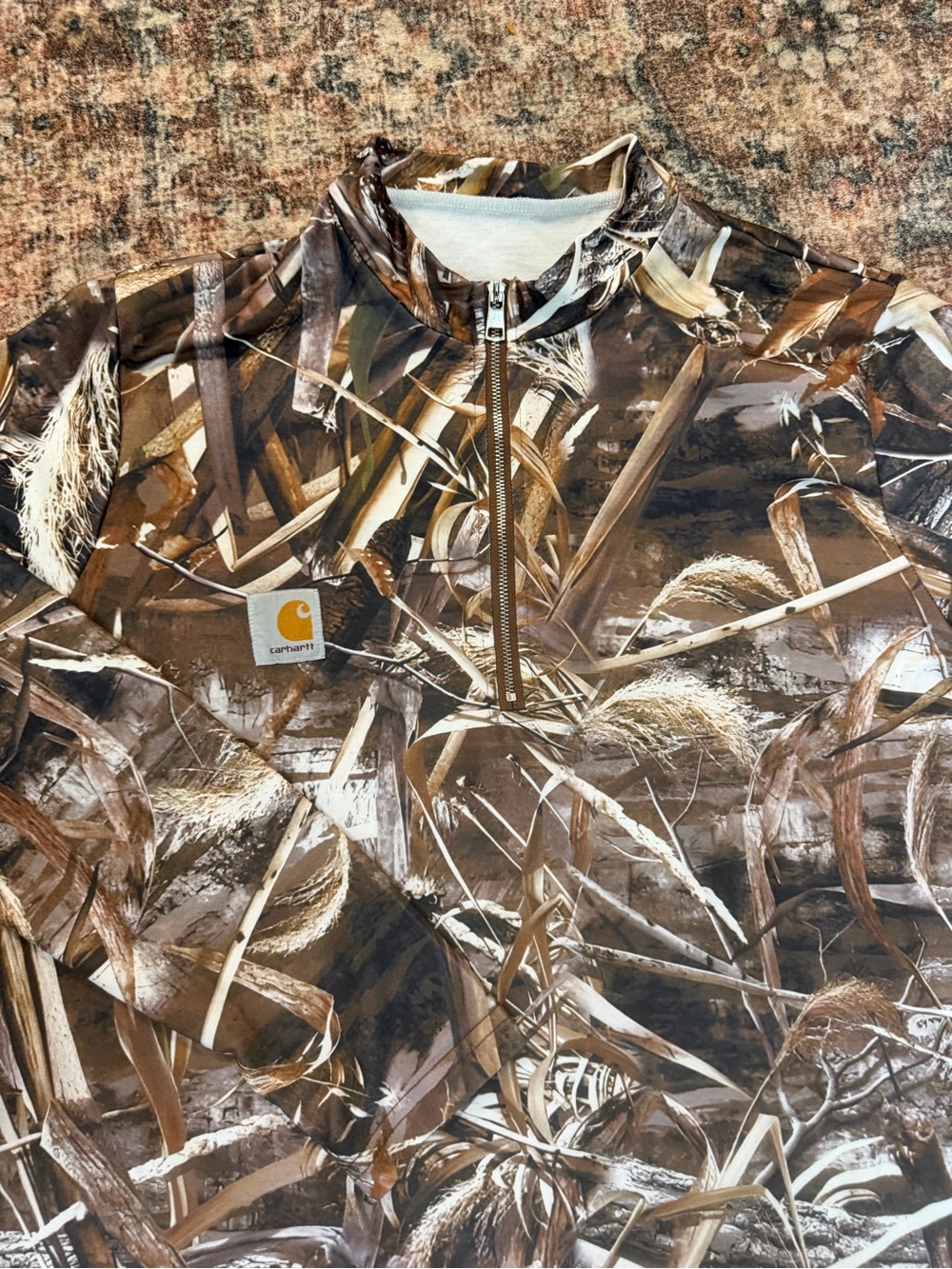 Carhartt Women’s Medium Camo Quarter Zip Pullover Hunting Outdoors Brown